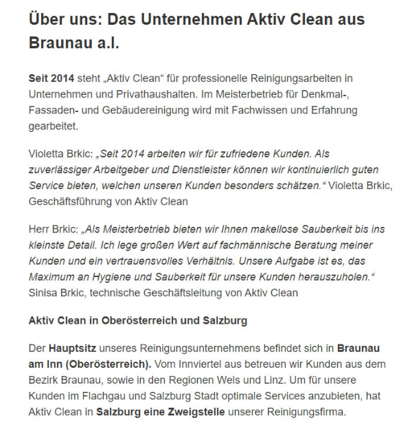 Reinigungsarbeiten in  Oberösterreich